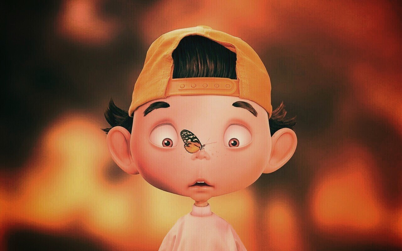 Бабочка на носу обои