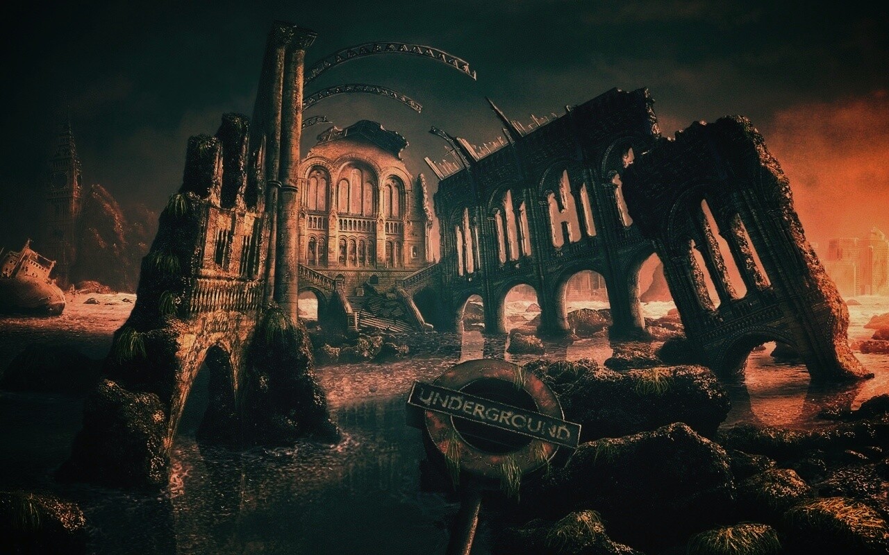 Затопленные руины обои