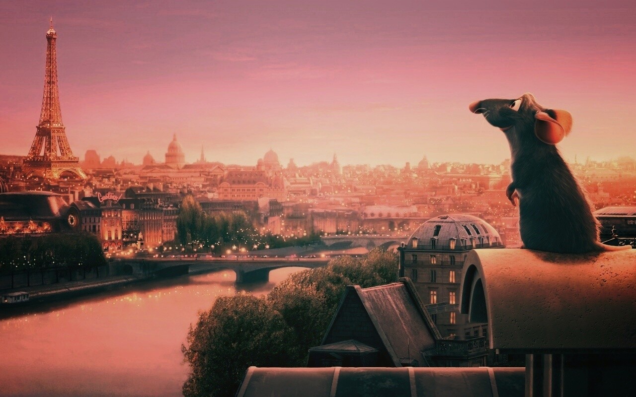 Рататуй на фоне Парижа обои