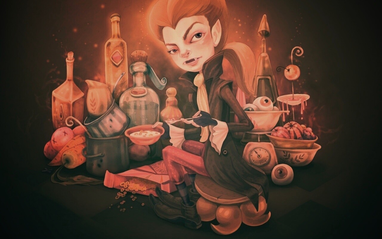 Вампир на кухне обои