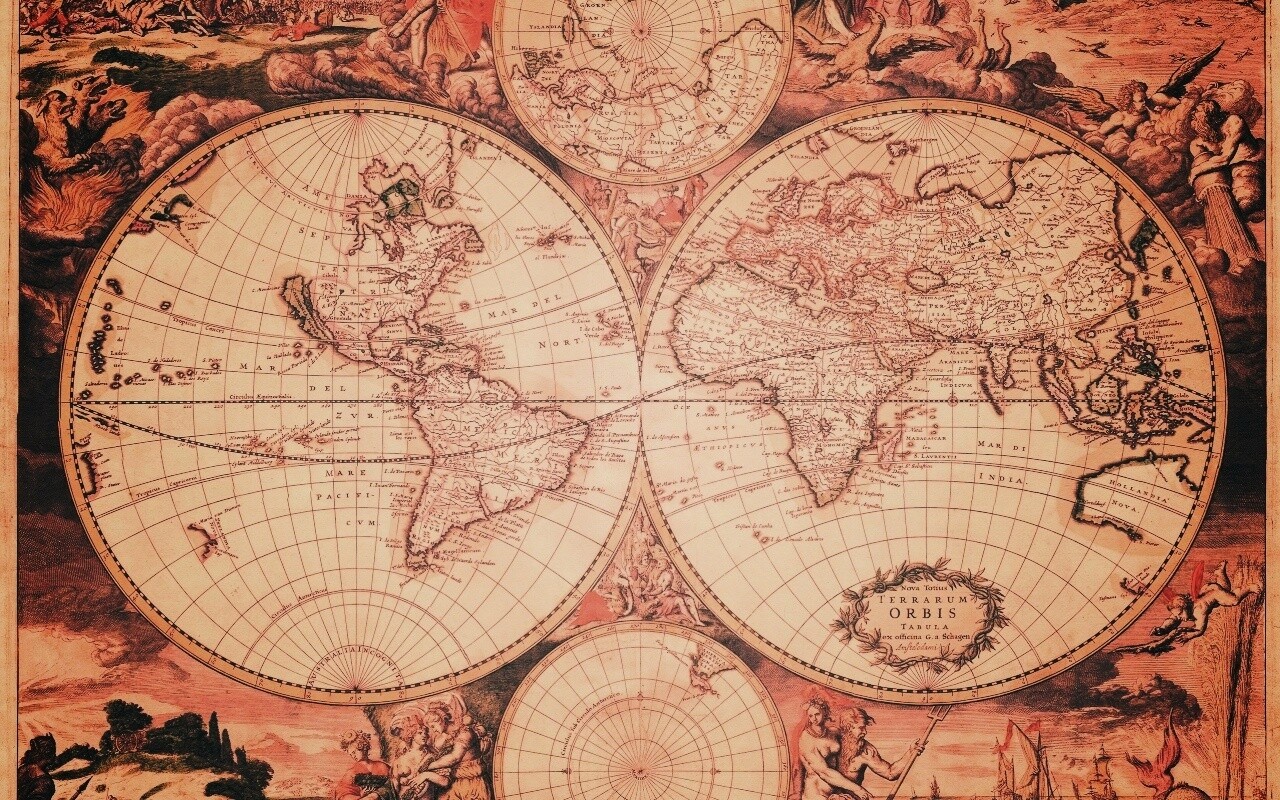 Старинная карта мира обои
