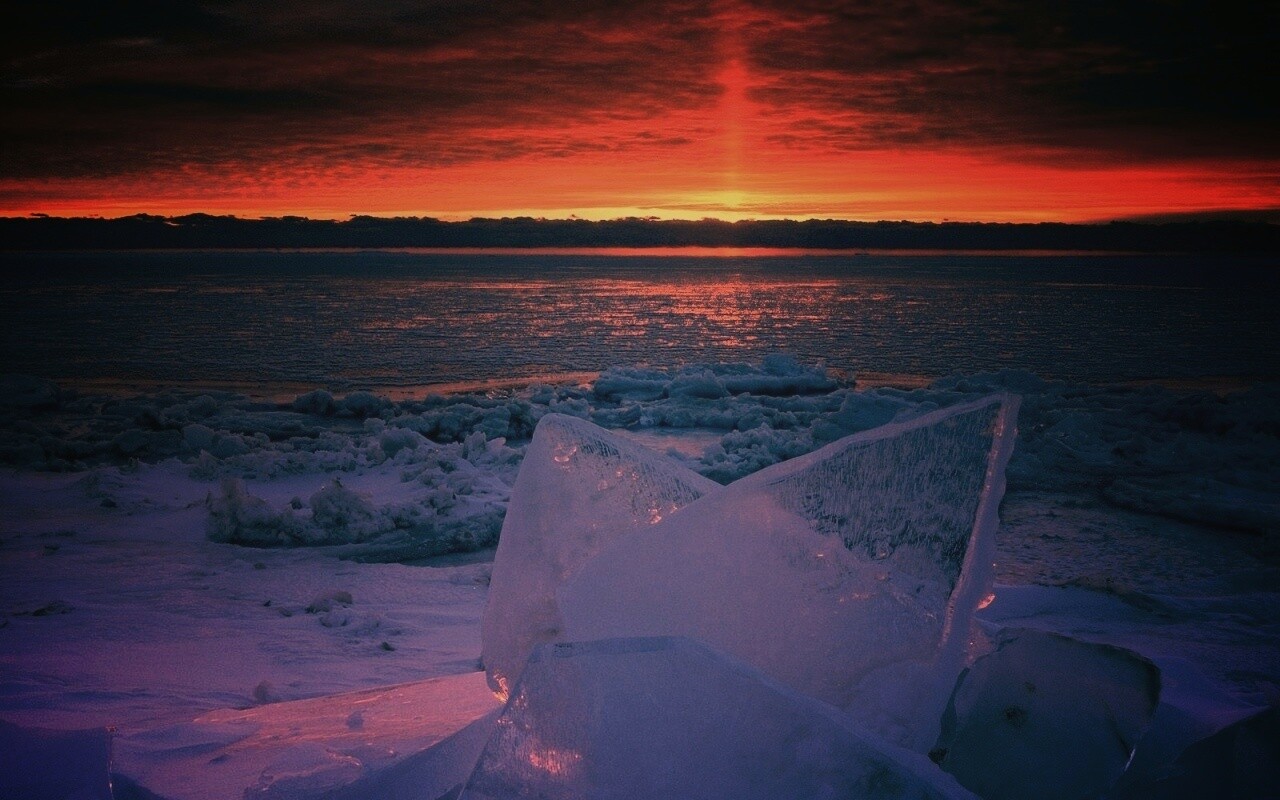 Река на закате обои