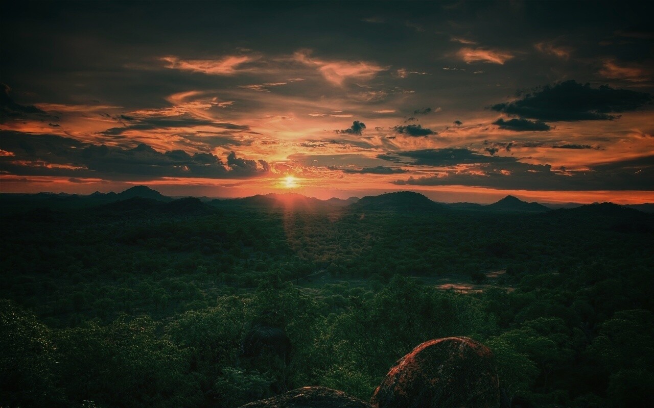 Закат в Африке обои