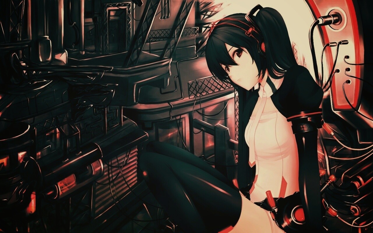 Девушка в наушниках обои