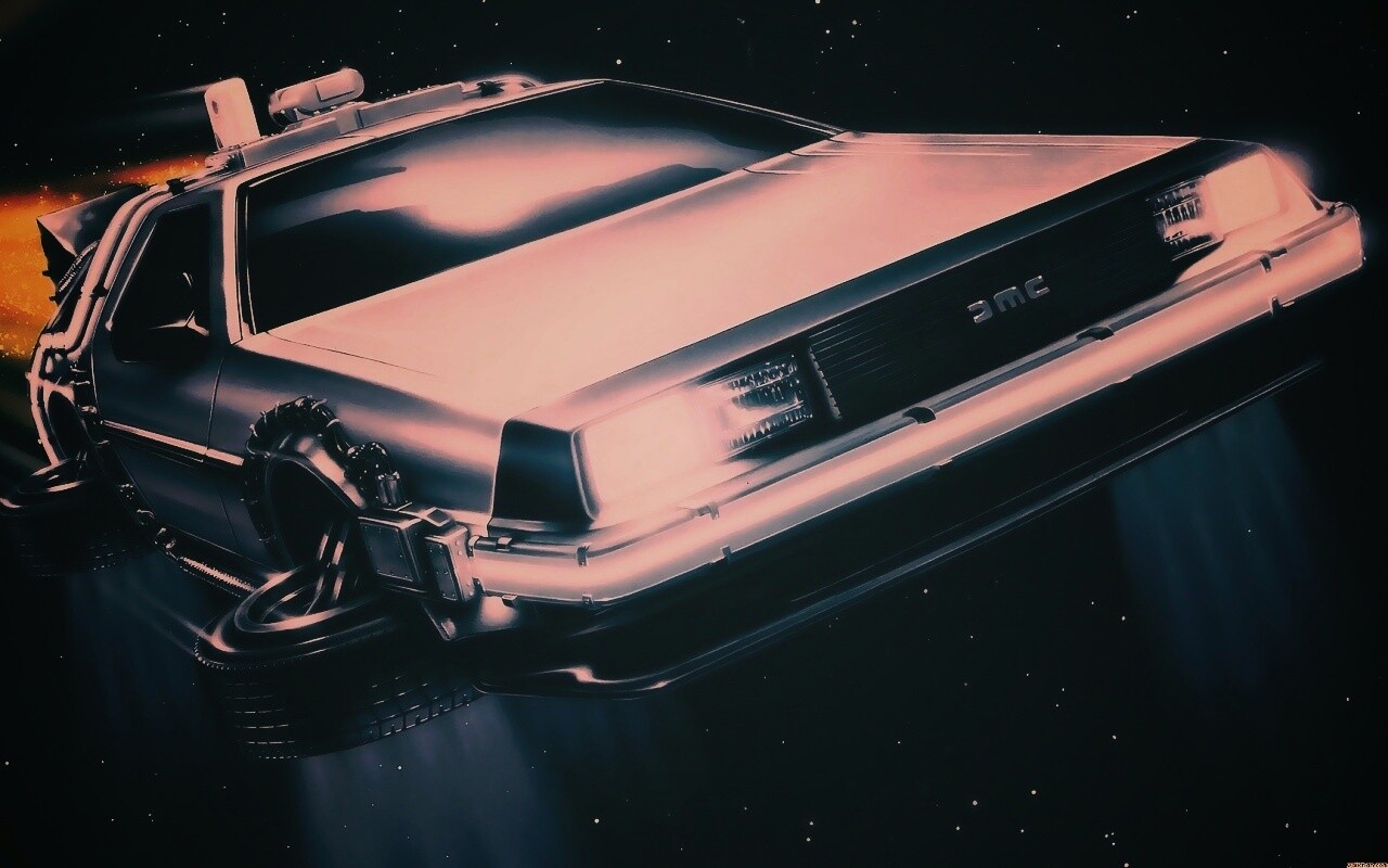 Летающий Делореан обои