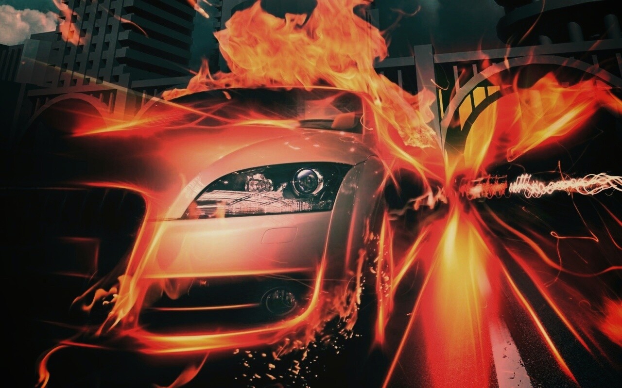 Ауди в огне обои