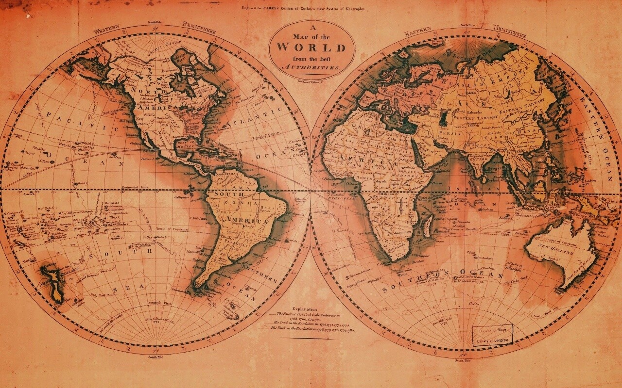 Старинная карта мира обои