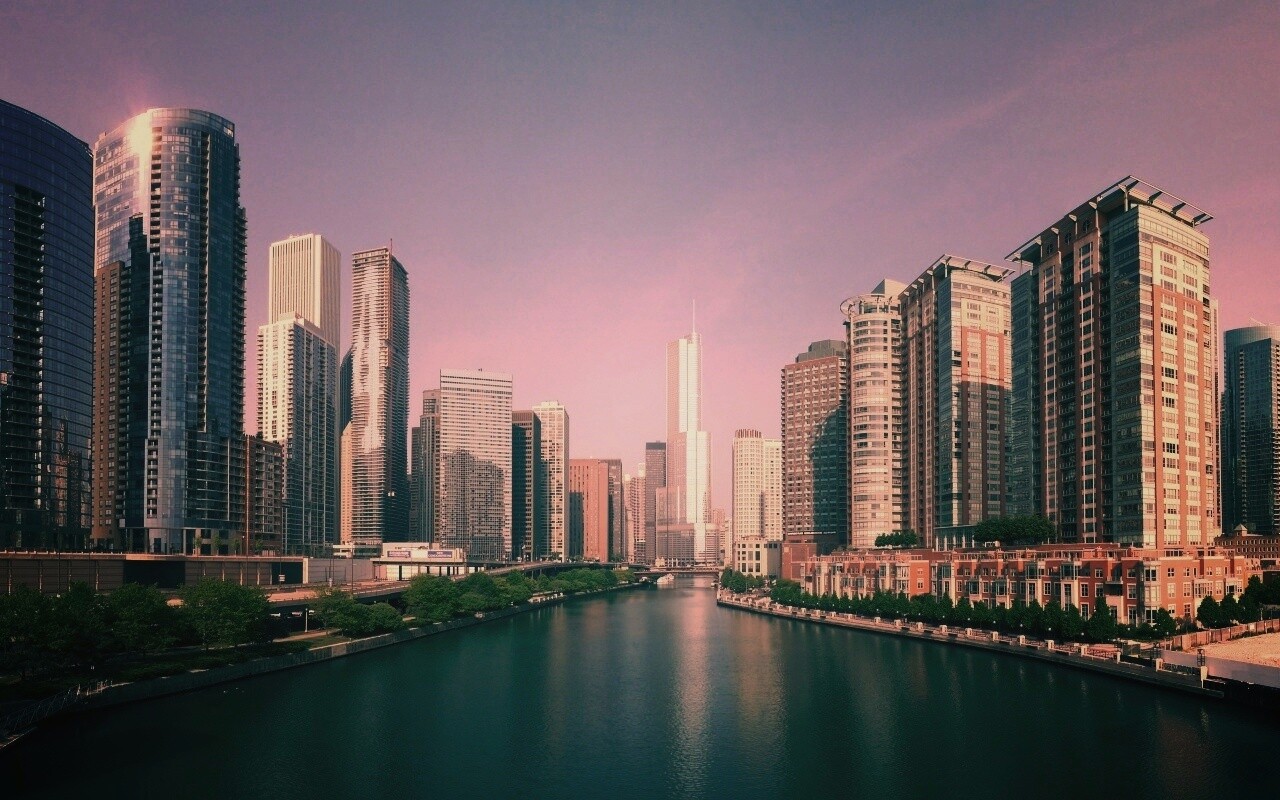 Вид на Чикаго обои