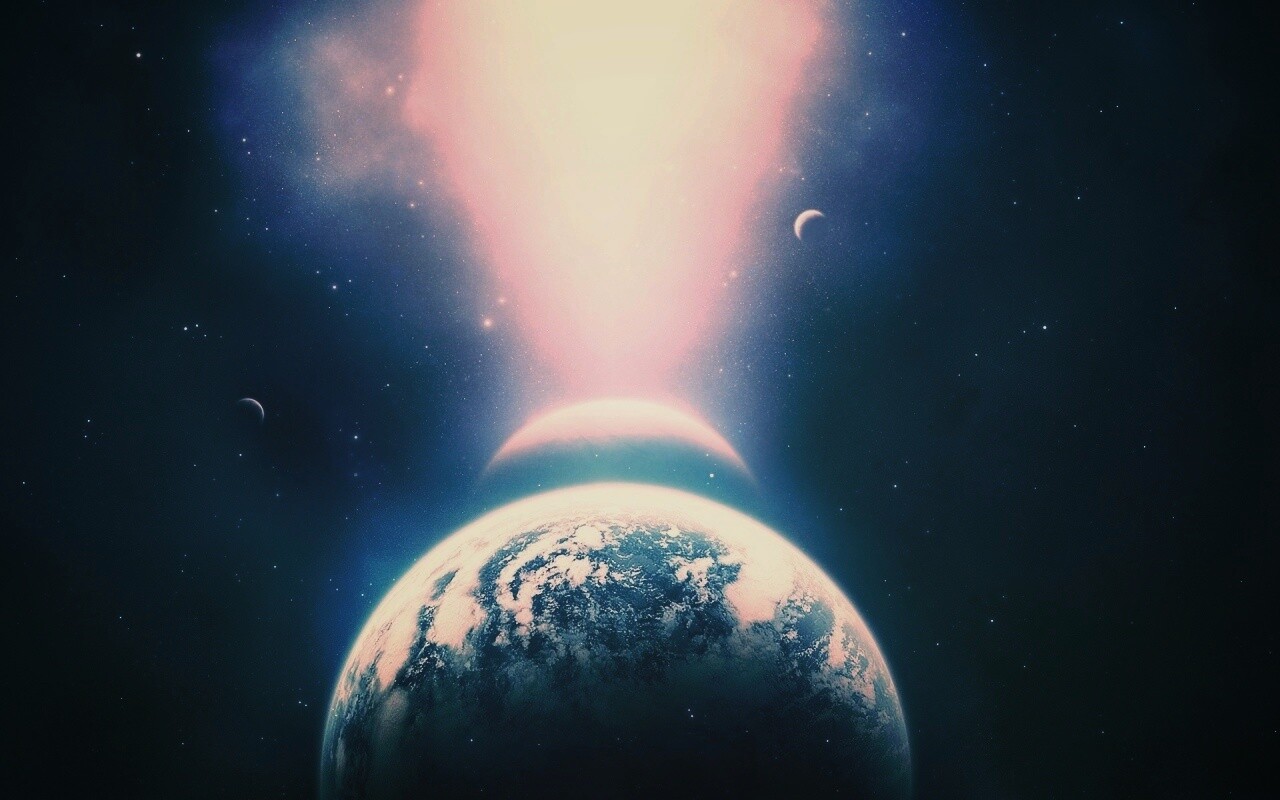 Свет звезды падает на планету обои