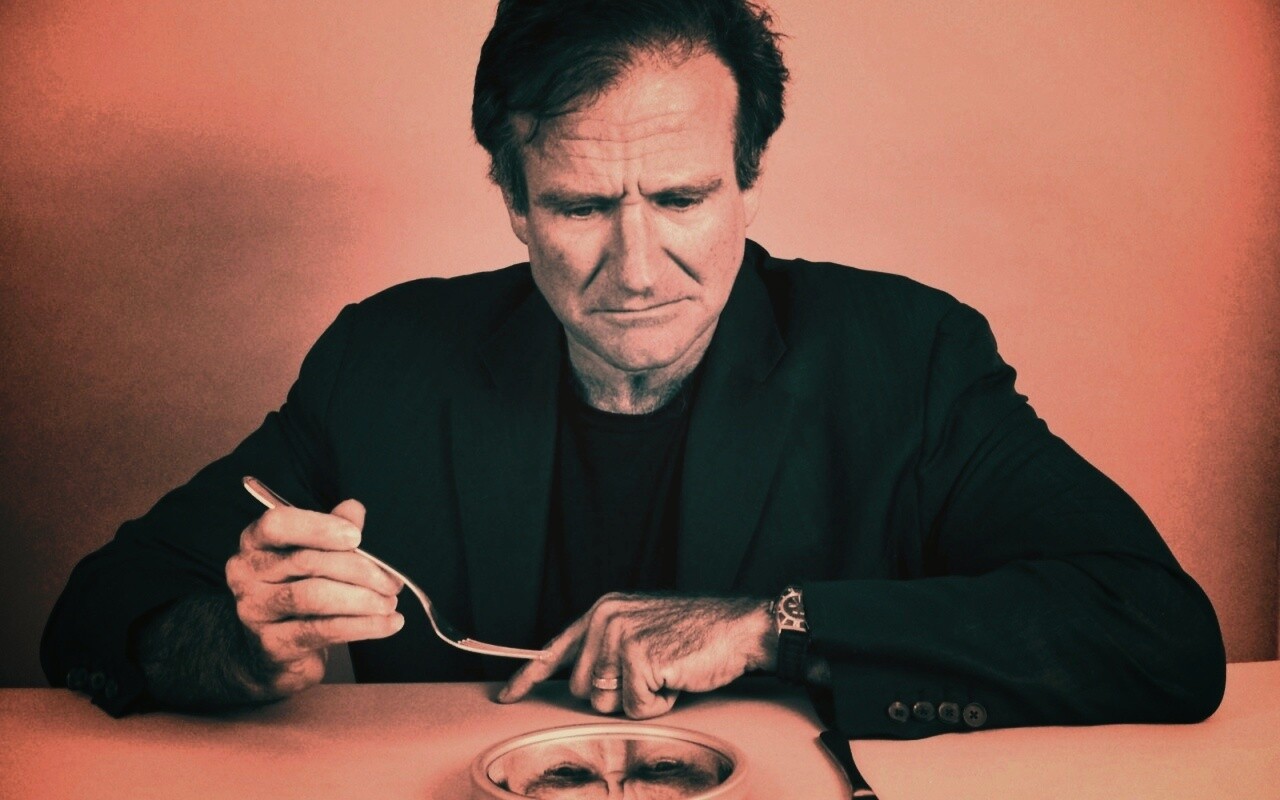 Робин Уильямс перед зеркалом обои