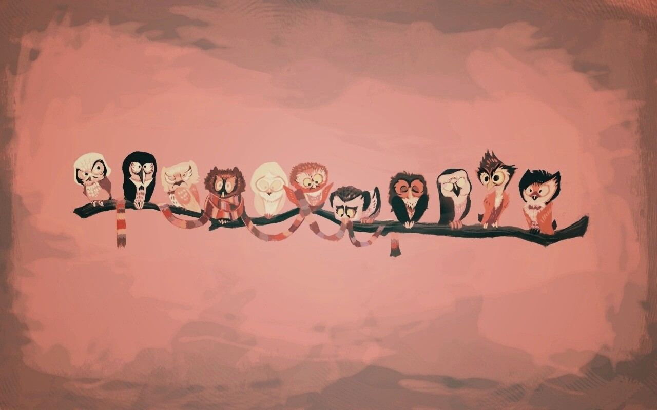 Совы на ветке обои