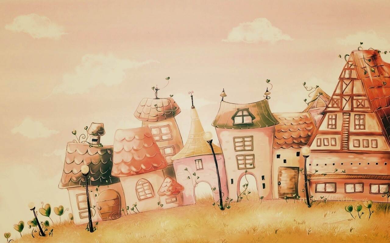 Мультяшный городок обои