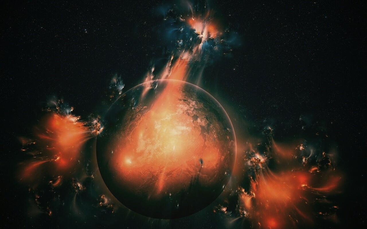 Планета в огнях обои