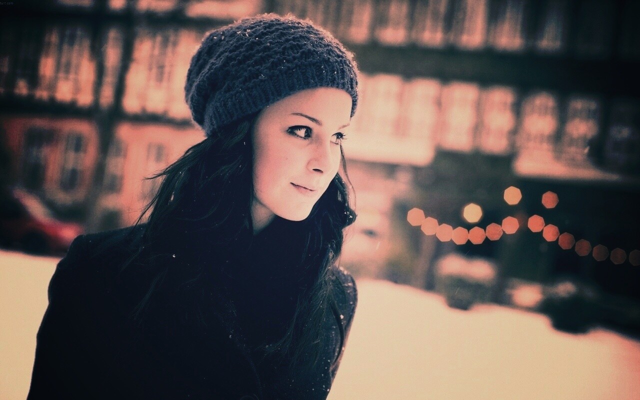 Девушка зимой обои