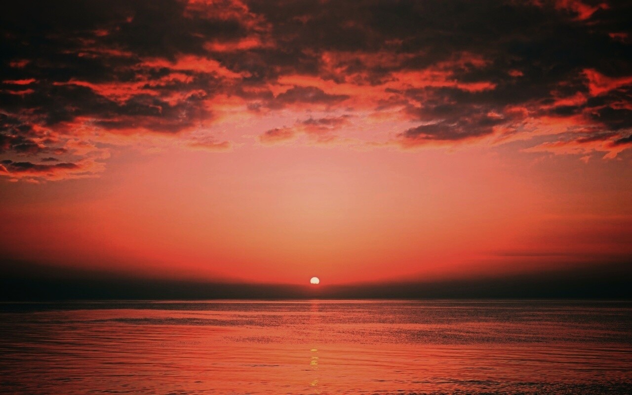 Багровый закат обои