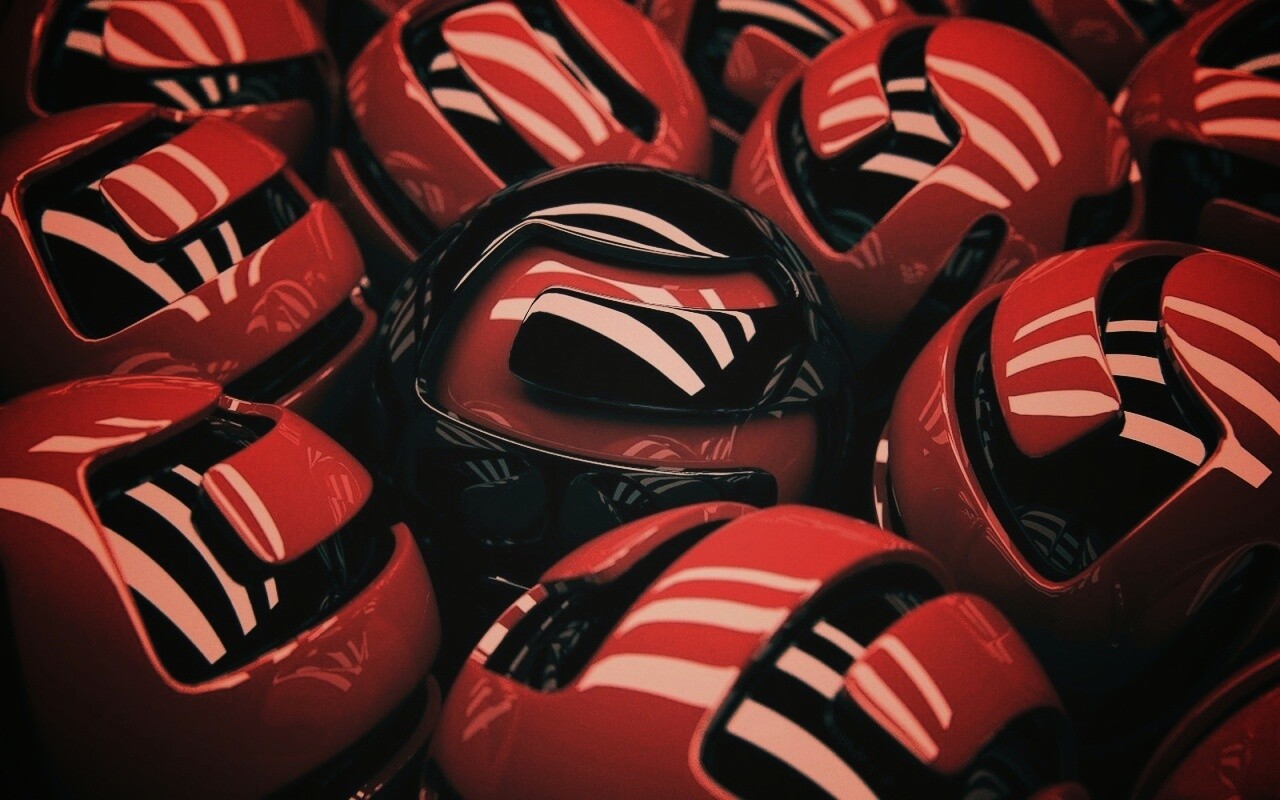 Красные объемные шарики обои