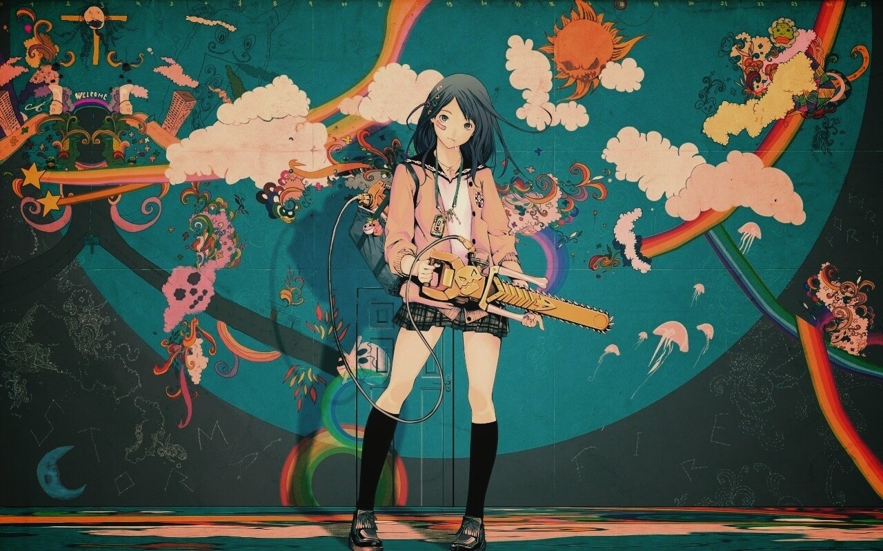 Девушка с бензопилой обои