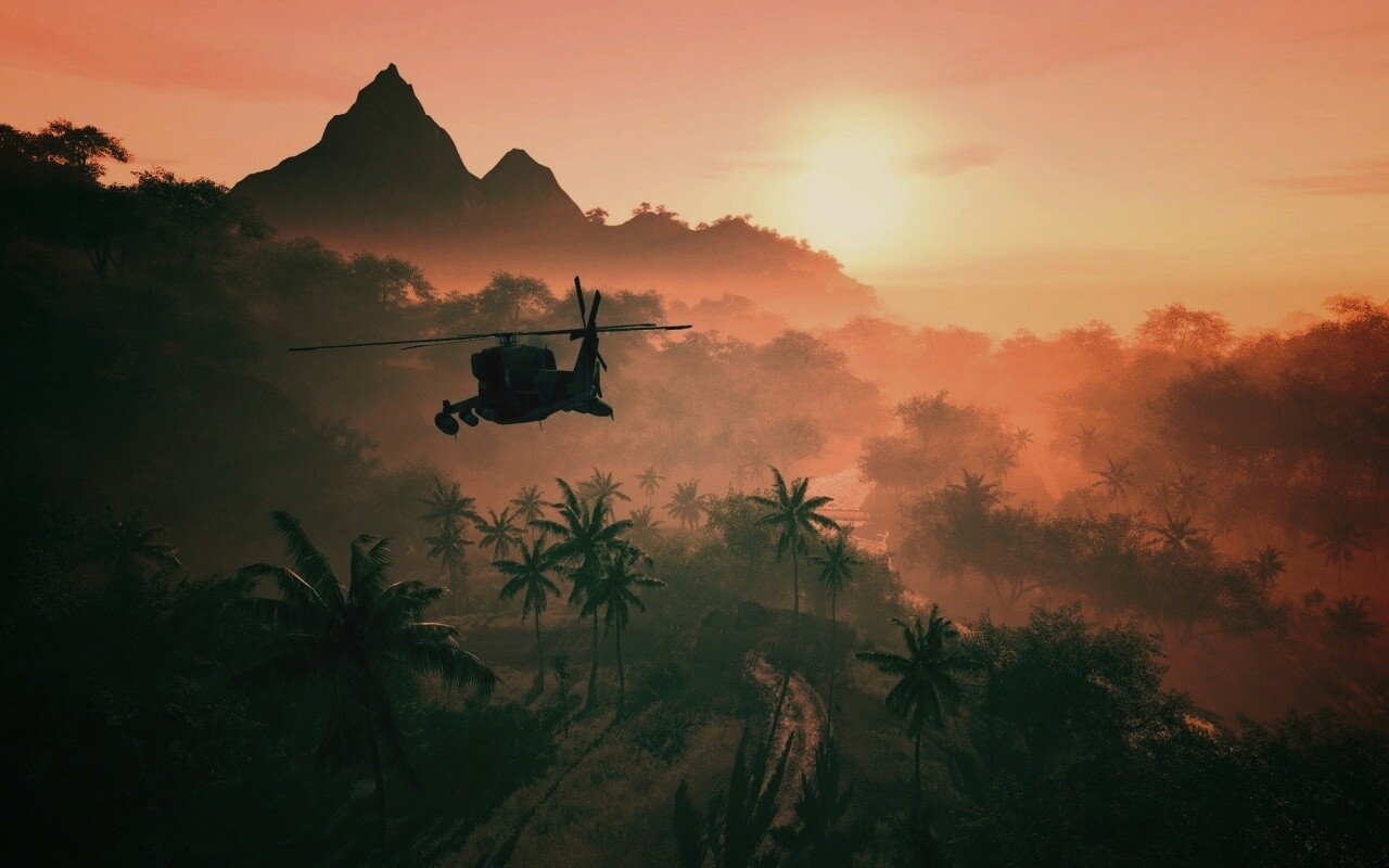 Вертолет над тропиками в crysis обои