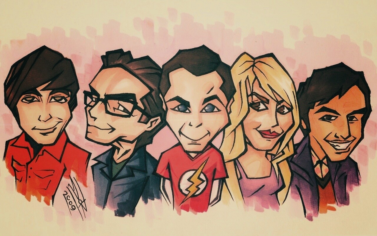 Скетч с персонажами Теории Большого взрыва обои