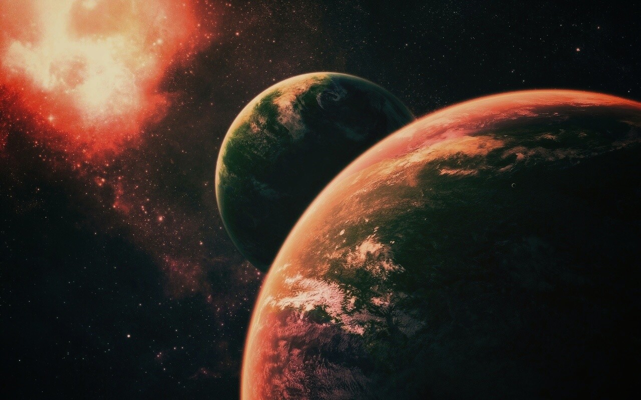 Две планеты в космосе обои