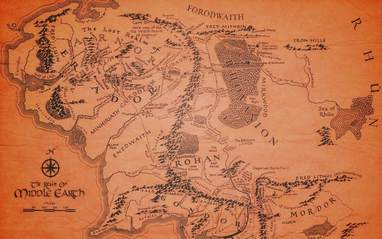 Карта Средиземья обои