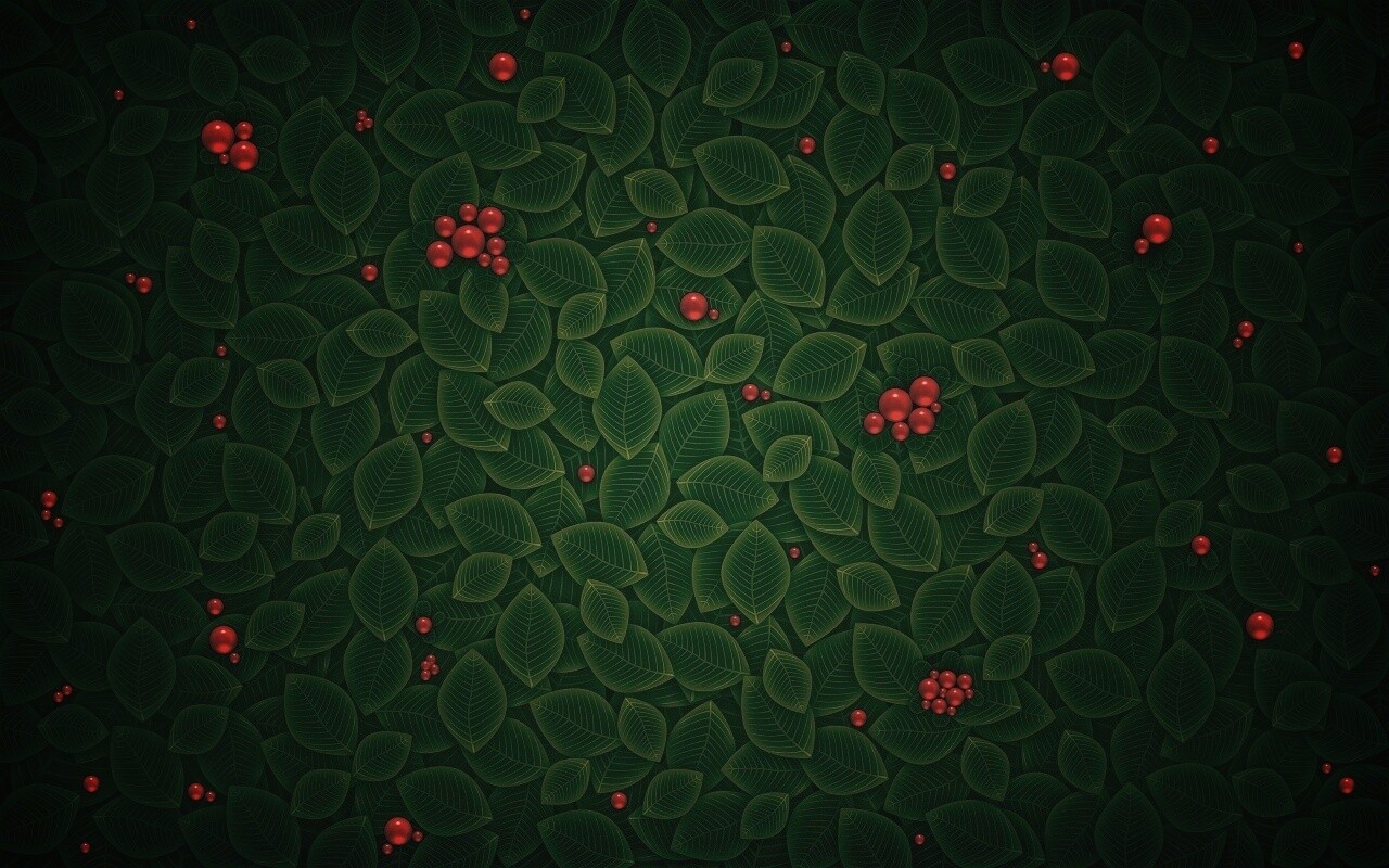 Векторные листья с ягодами обои