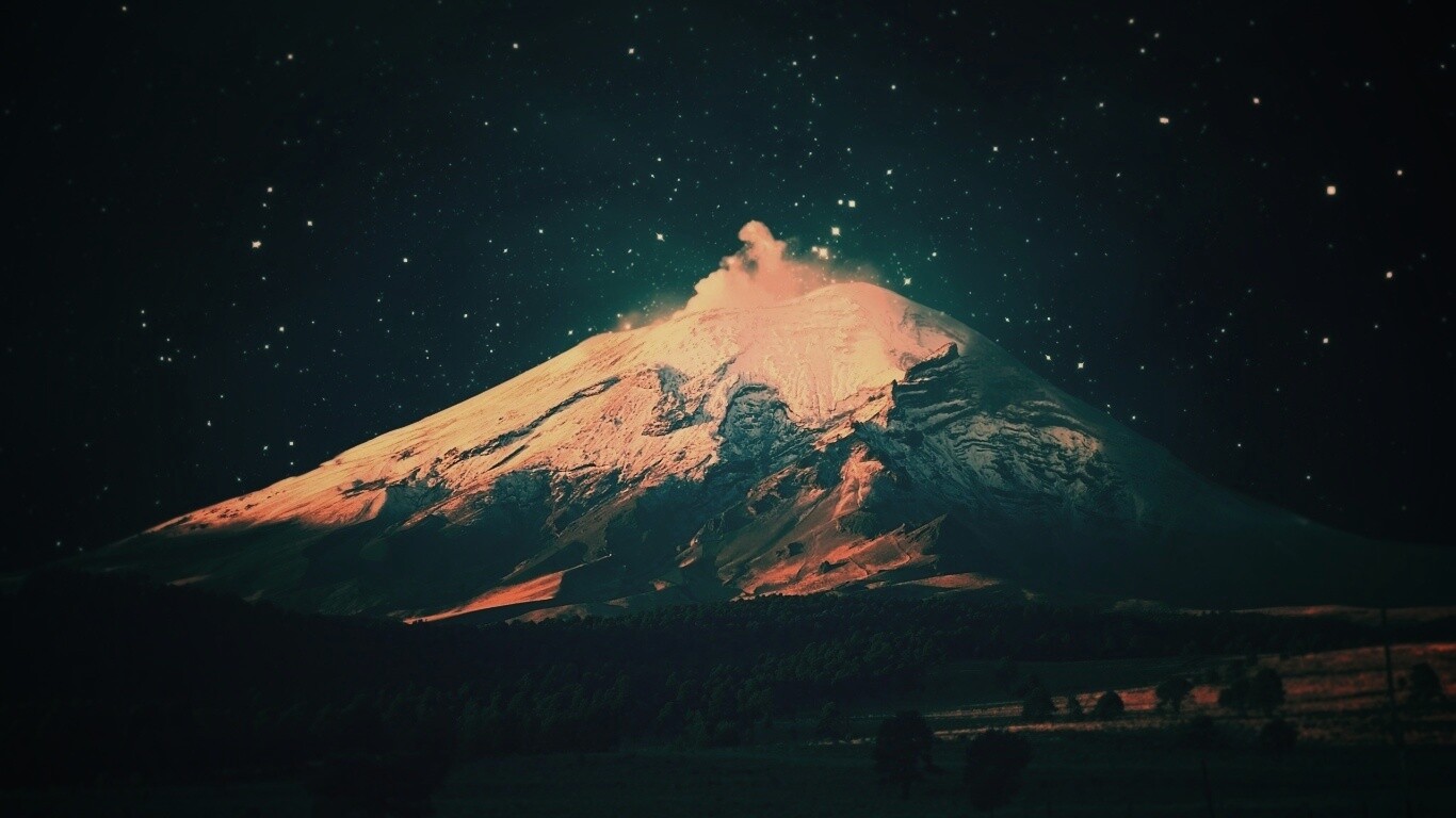 Ночной вулкан обои