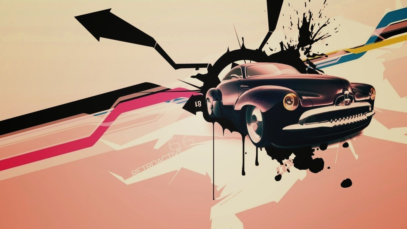 Абстракция с ретро авто обои