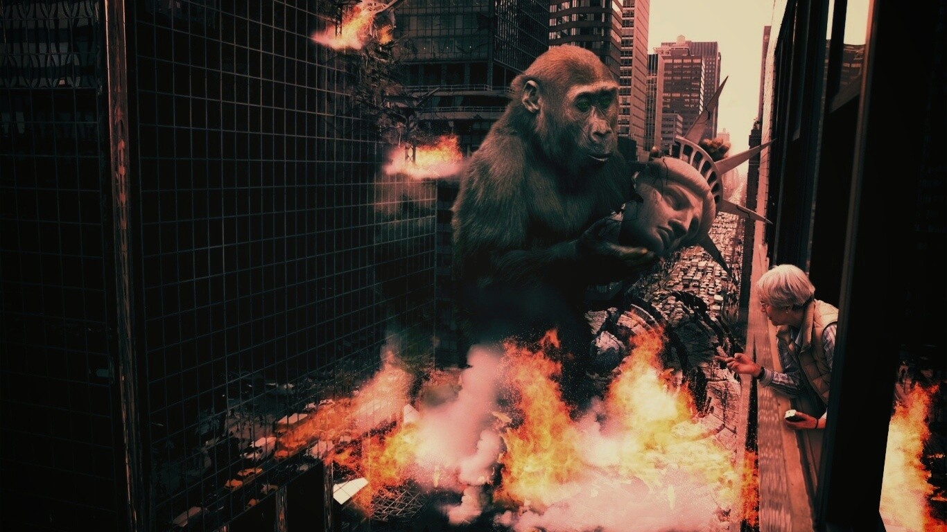 Обезьяна терроизирует Нью-Йорк обои