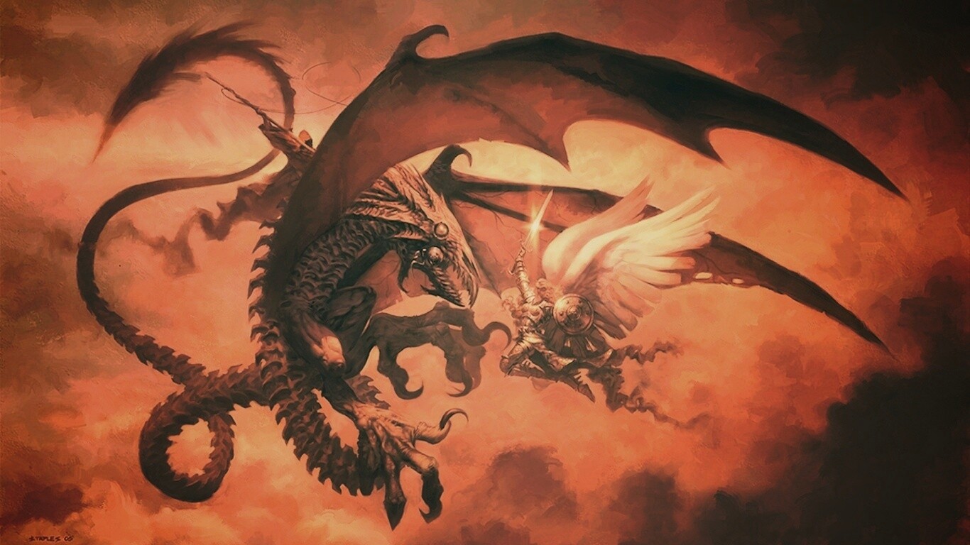 Ангел против дракона обои