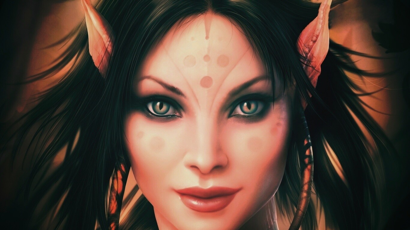 Эльфийка с кошачьими глазами обои