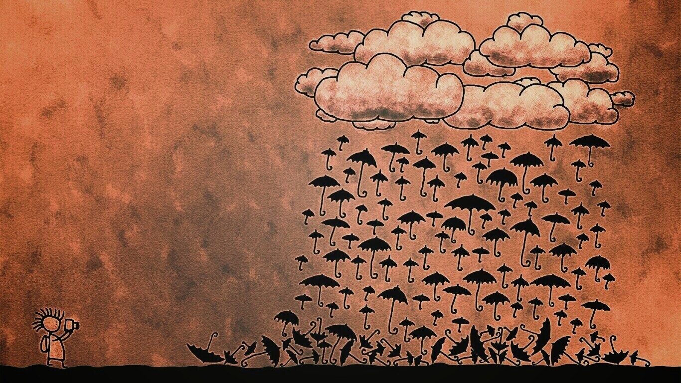 Дождь из зонтиков обои
