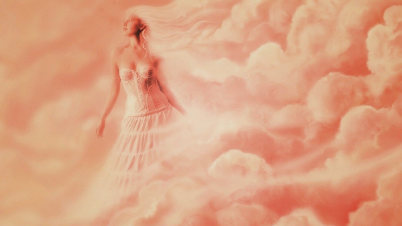 Девушка на облаках обои