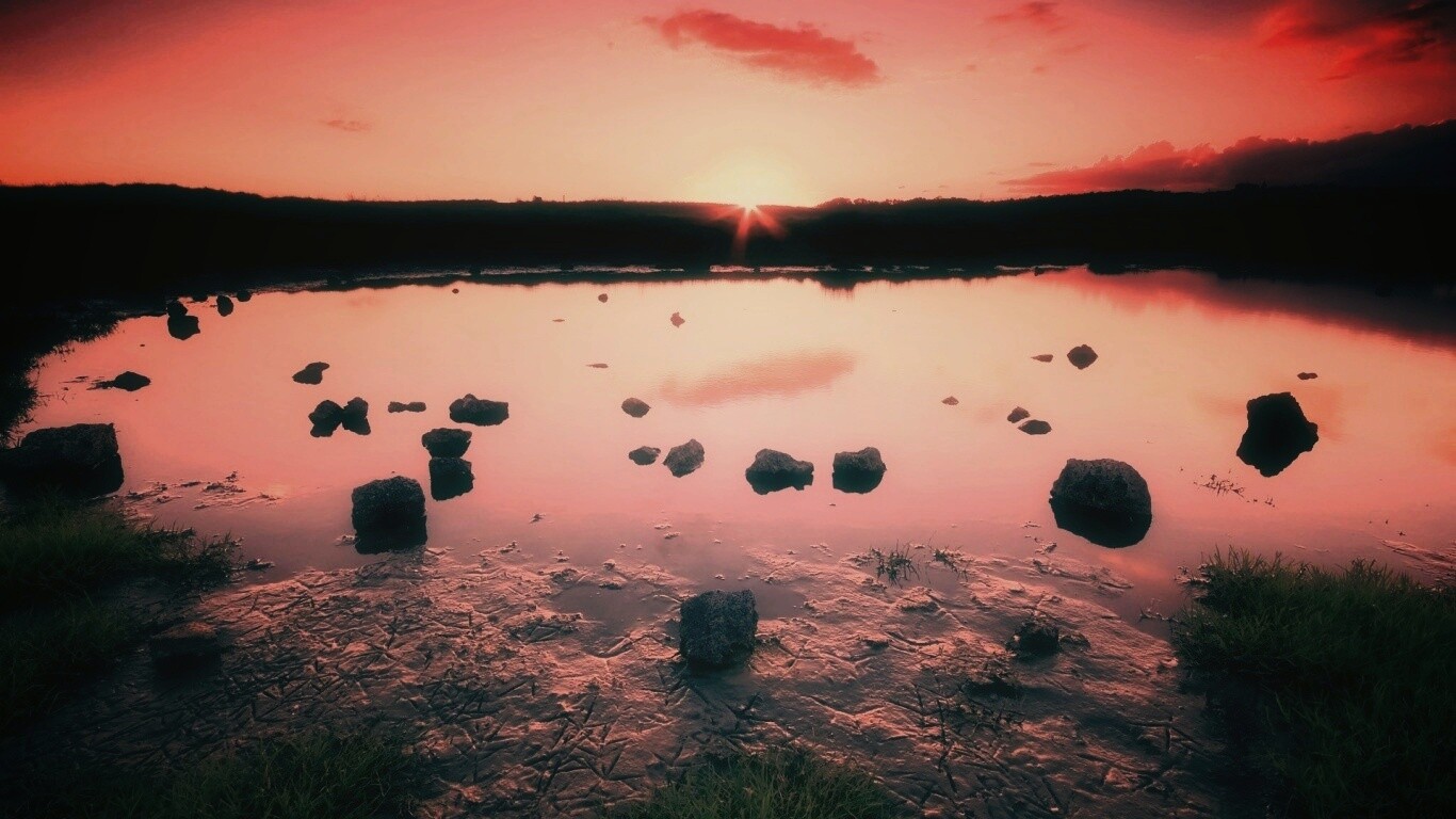 Обмелевшее озеро в Новой Зеландии обои