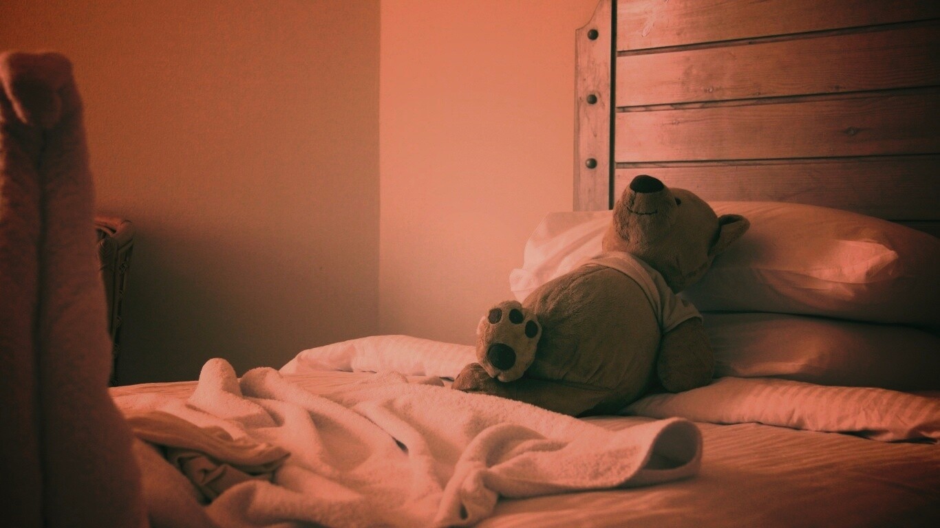 Медвежонок в постели обои