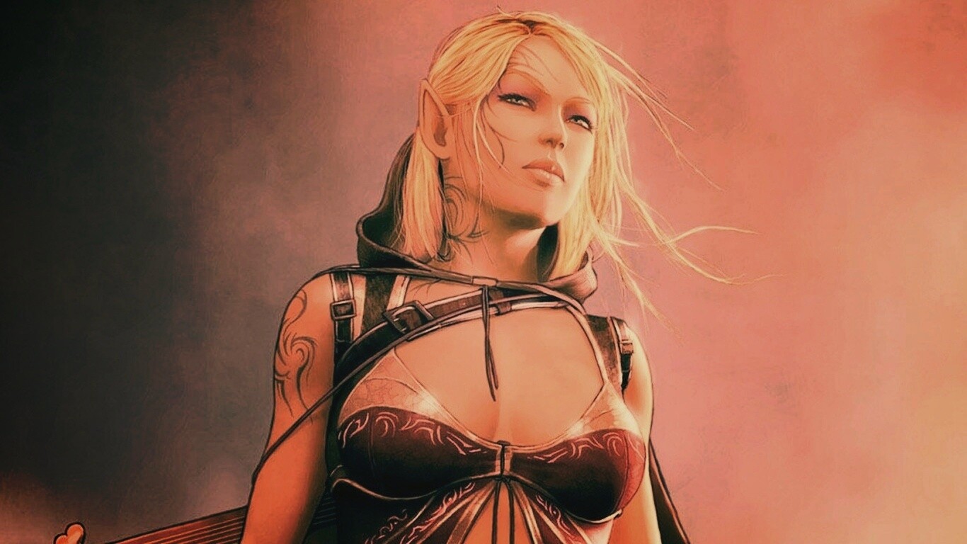 Эльфийка с мечем обои