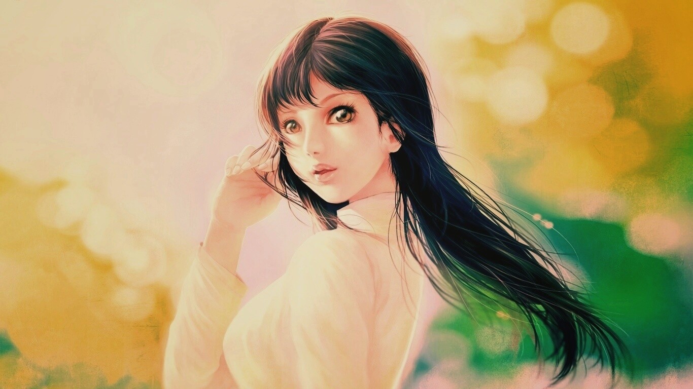 Девушка вполоборота обои