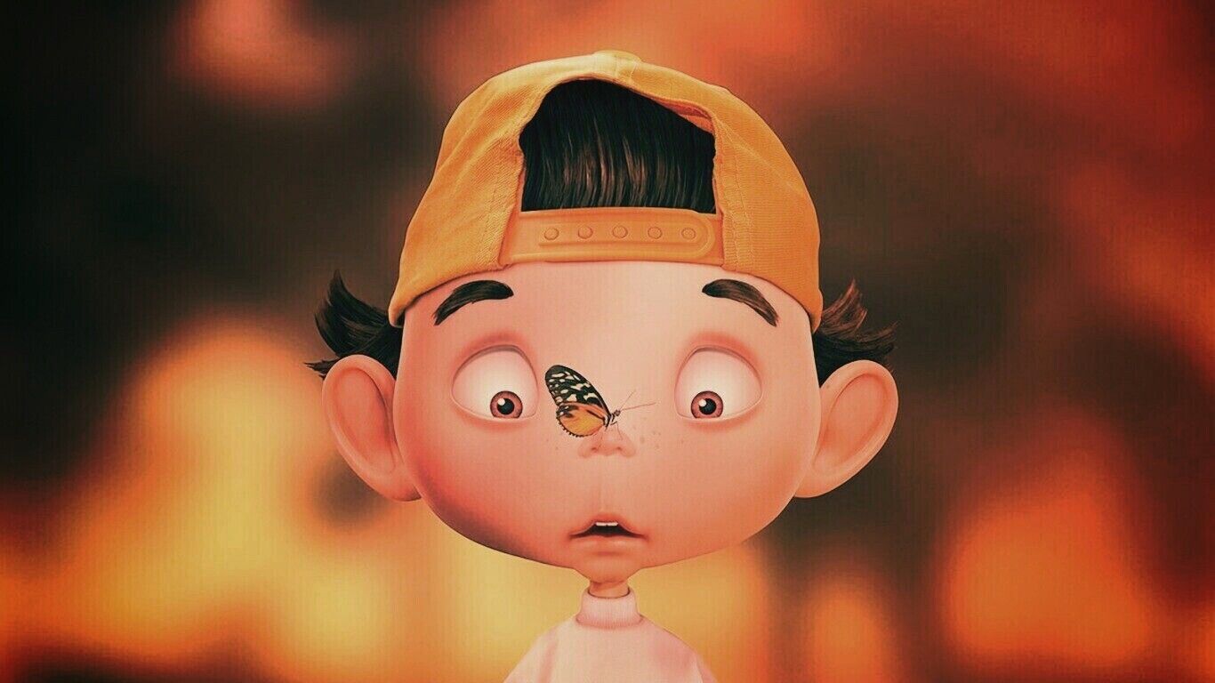 Бабочка на носу обои