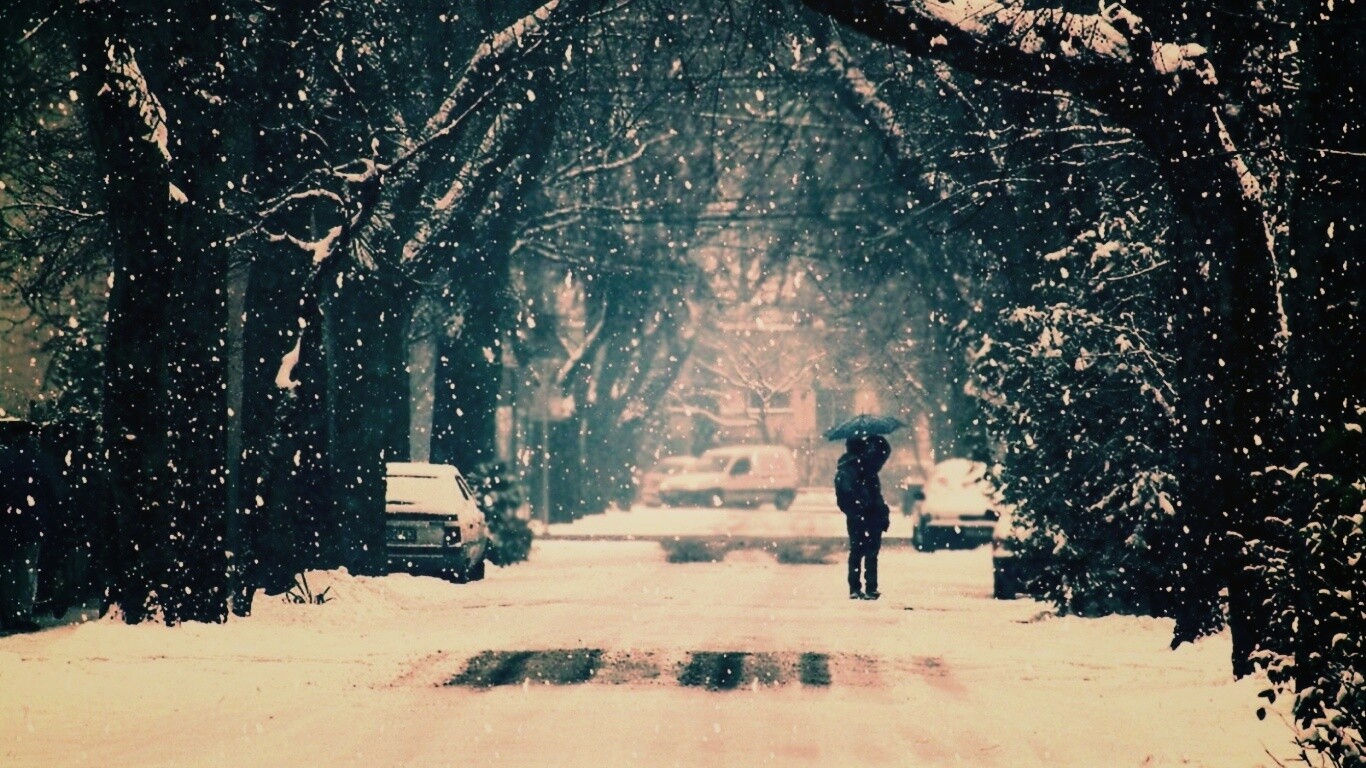 Зимняя улица обои