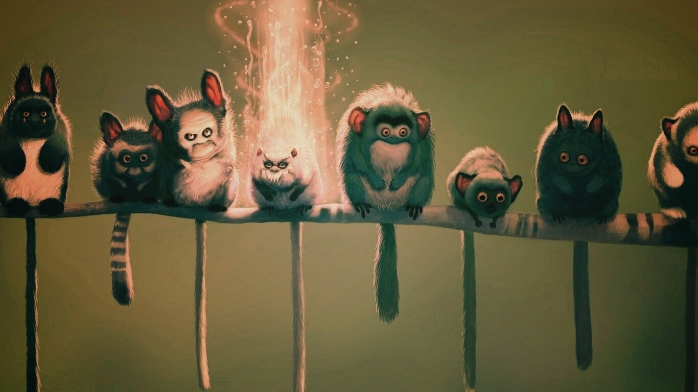 Существа на ветке обои