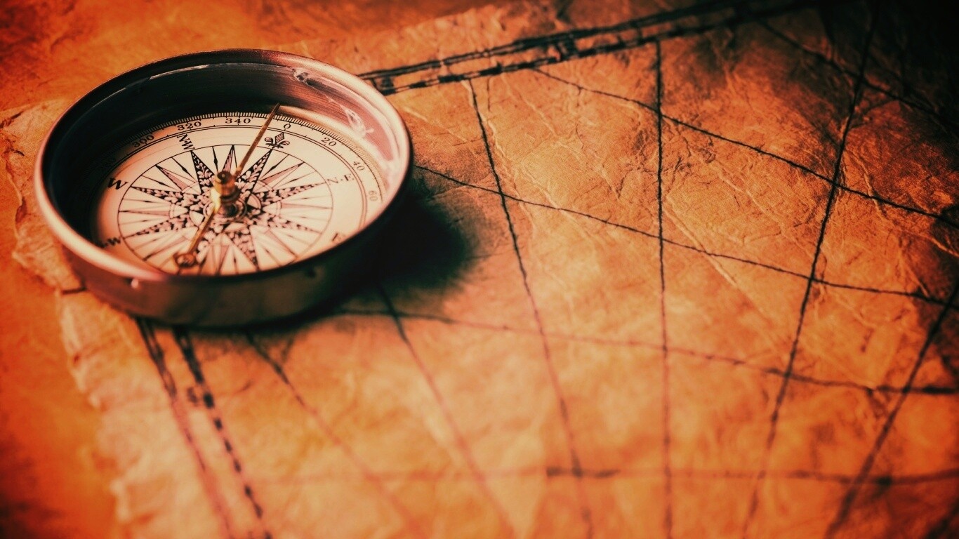 Компас и старая карта обои