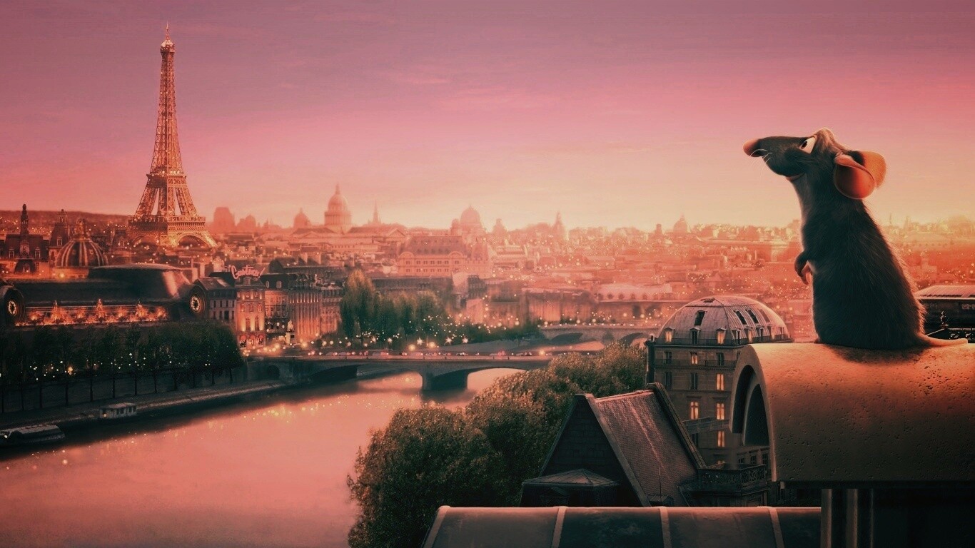 Рататуй на фоне Парижа обои
