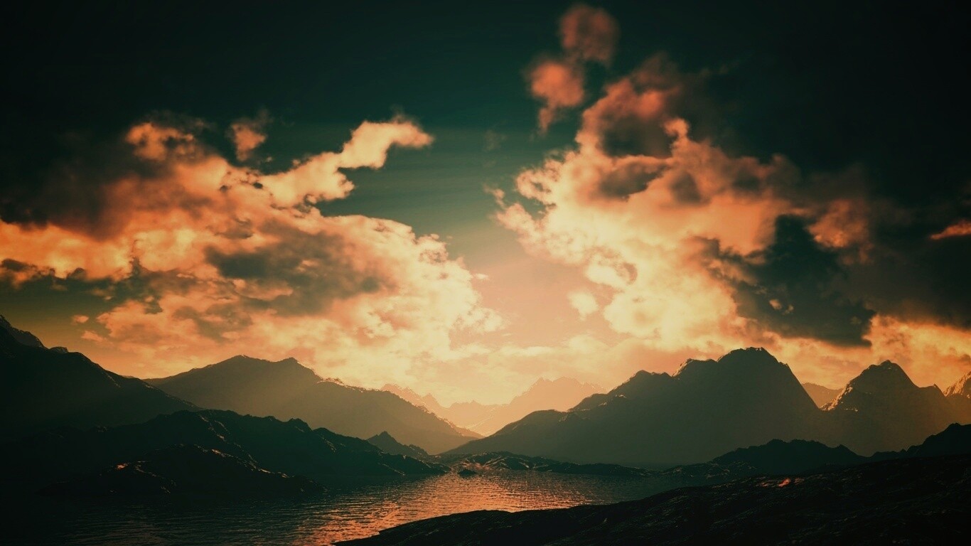 Закат в горах обои