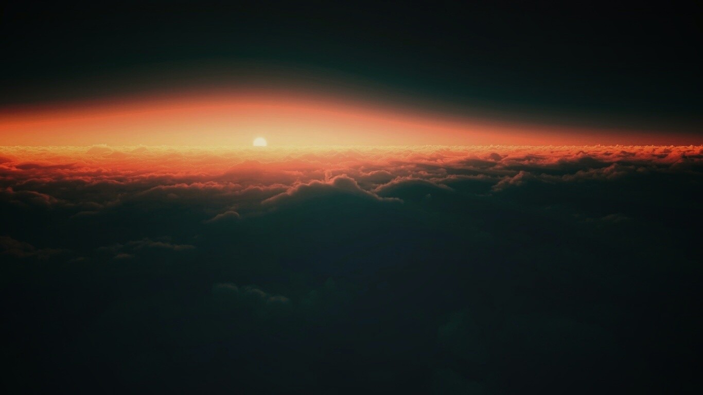 Закат над облаками обои