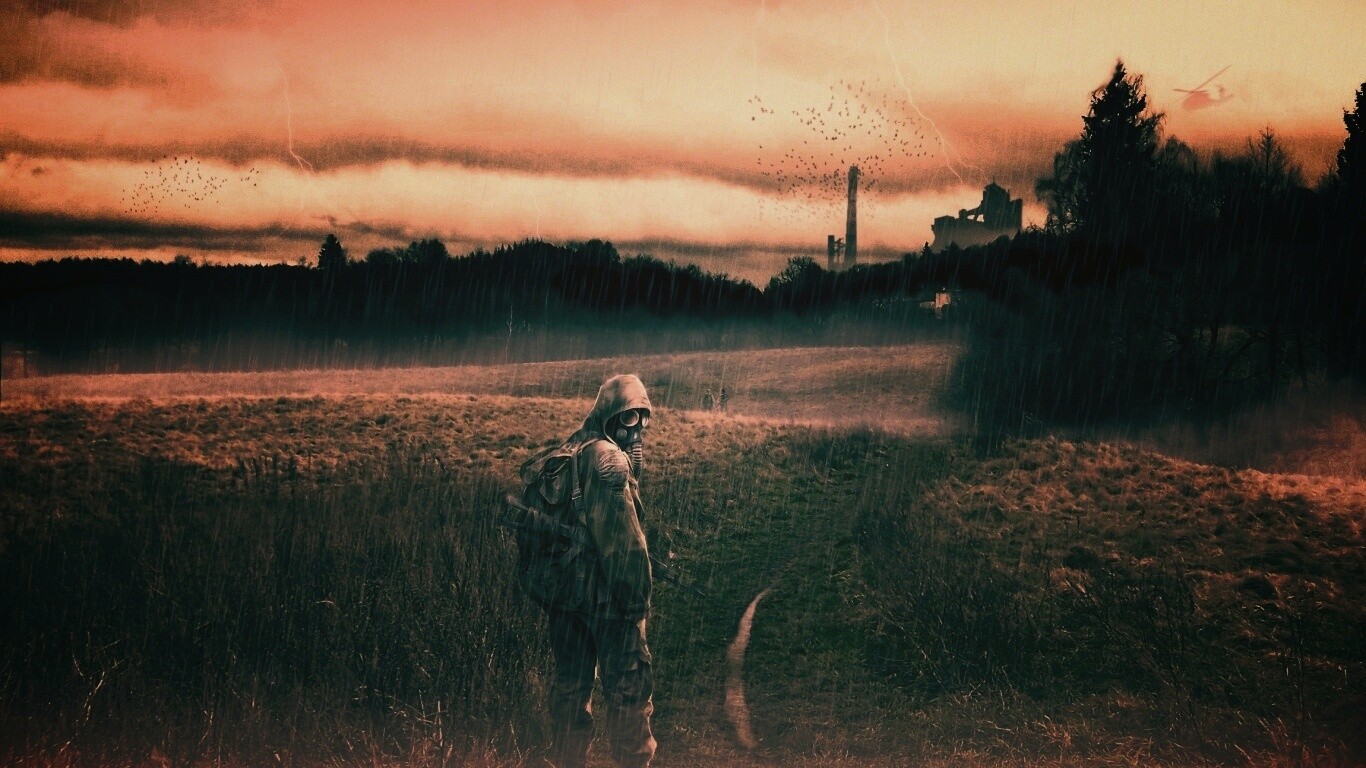 Сталкер под дождем обои