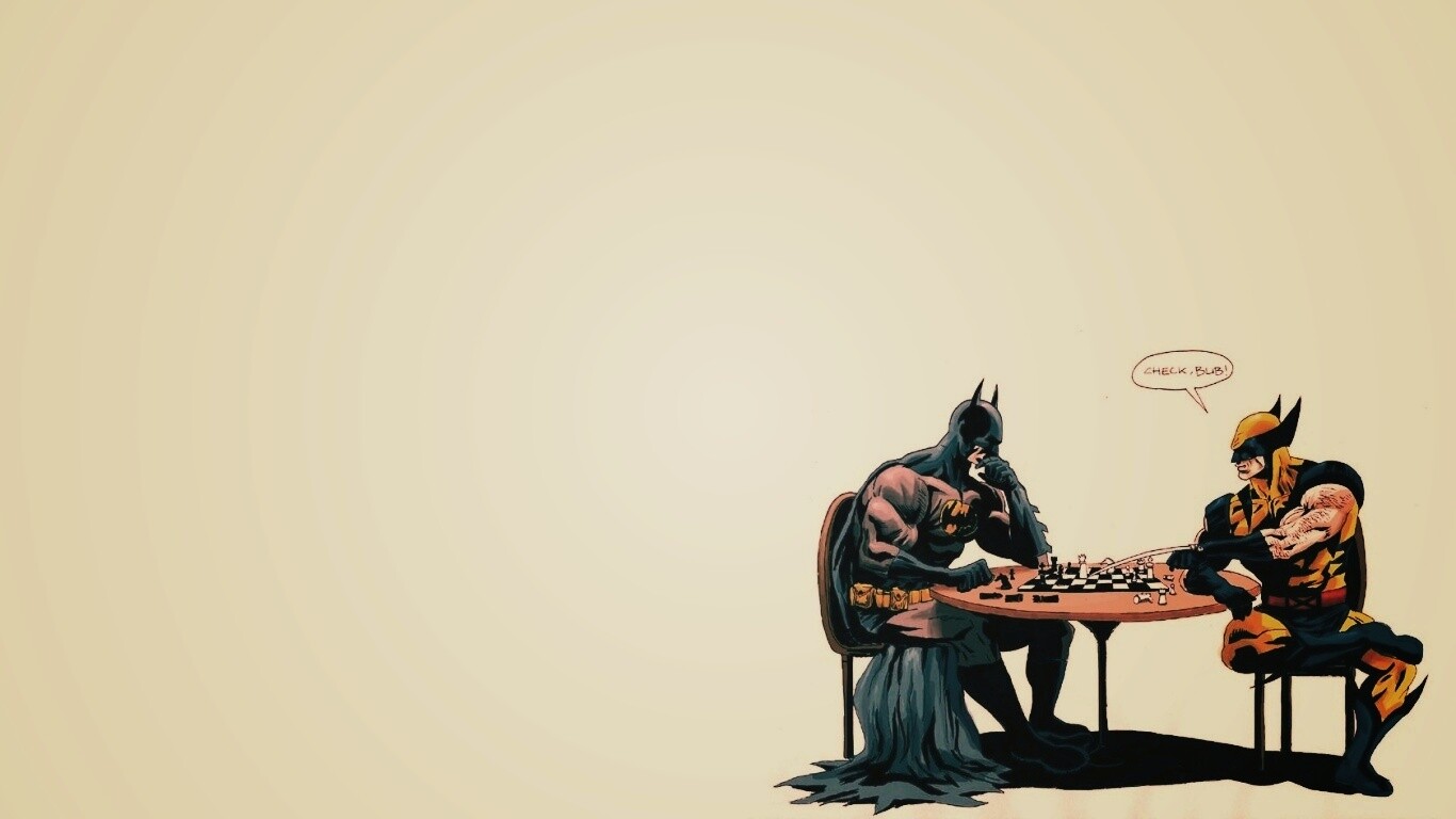 Бэтмен и Расомаха играют в шахматы обои
