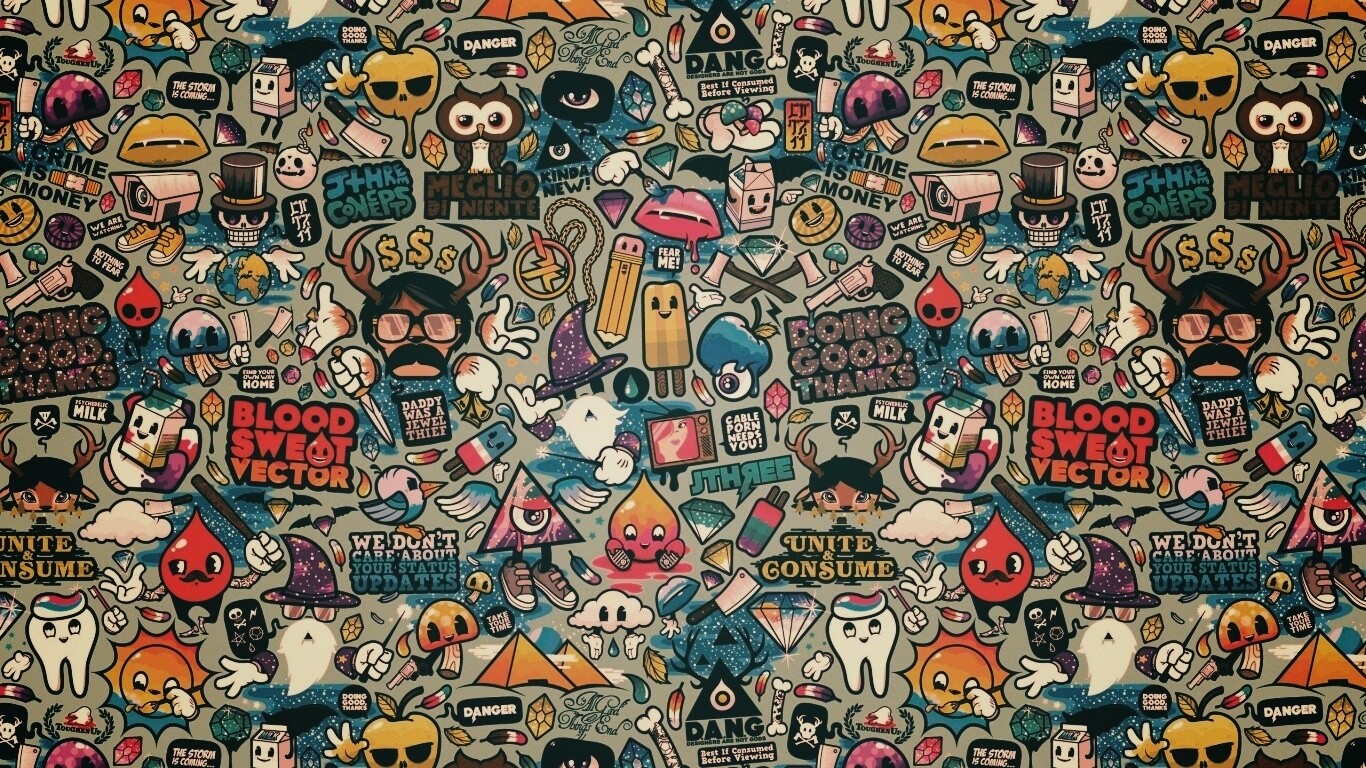 Коллаж из мультяшных картинок обои