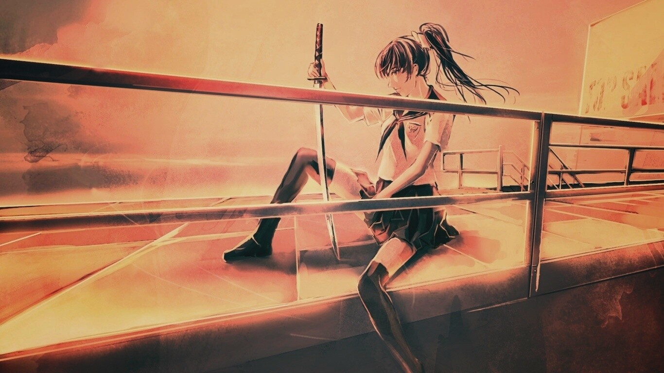 С катаной в руке обои