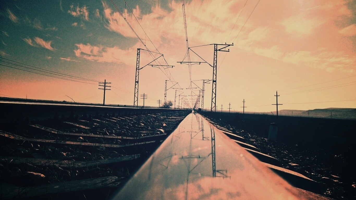 Отражение в рельсе обои