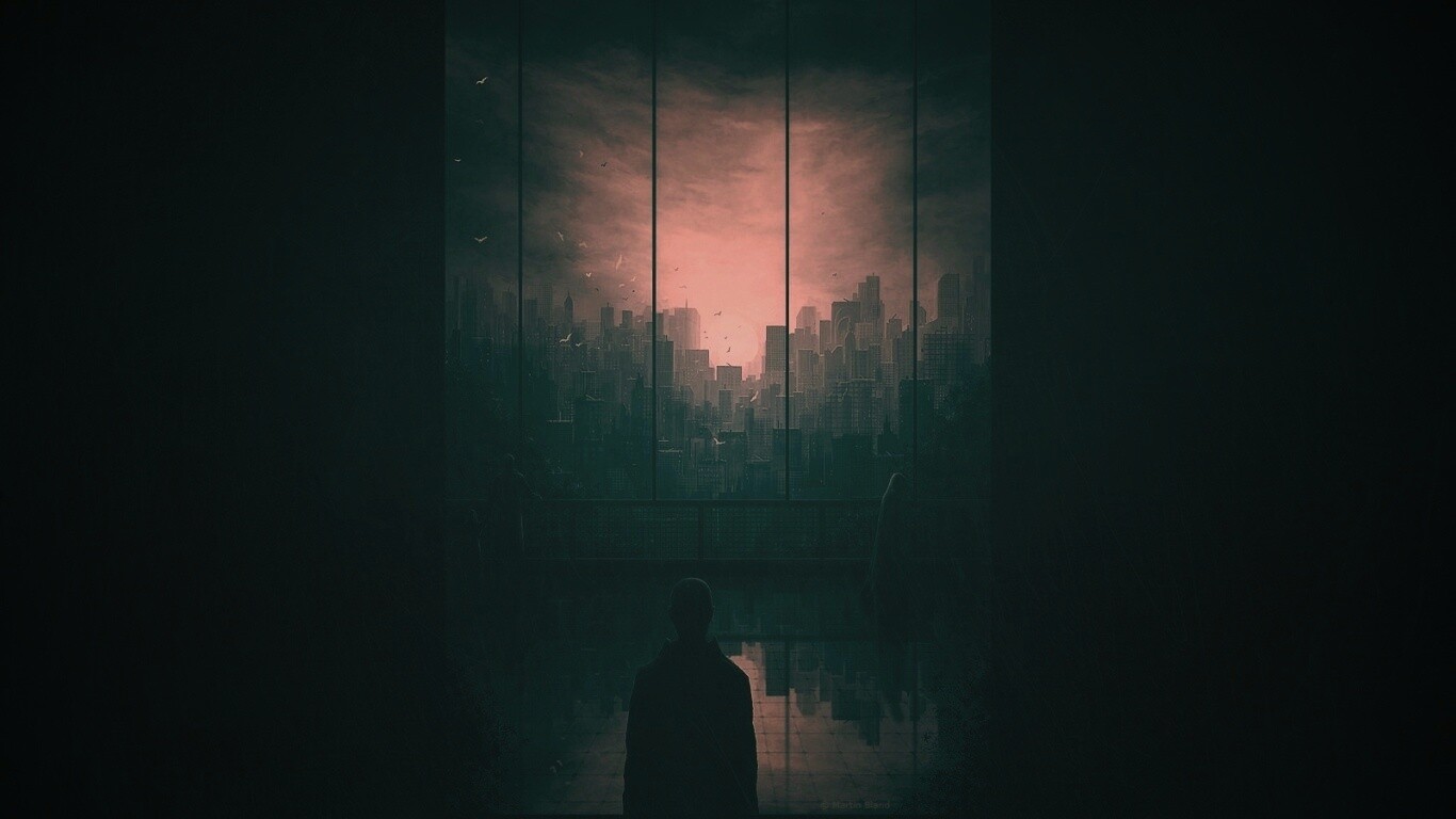 Человек в тени обои